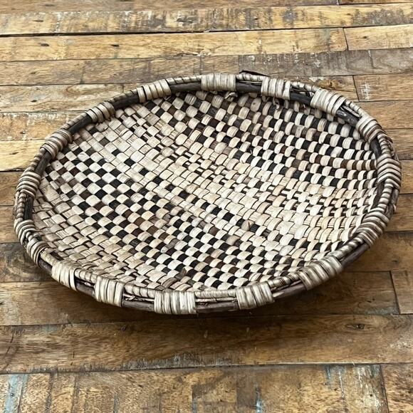 Vintage Basket Decor 13" Fruit & Vegetable Brown Rounded Boho Country - Picture 2 of 7
